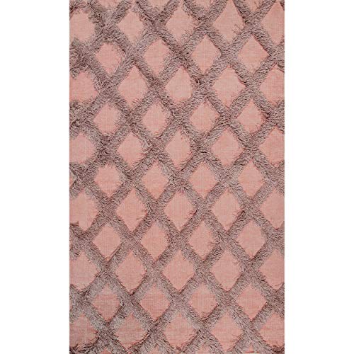 nuLOOM Francene Diamond Trellis Shag Area Rug, 4' x 6', Pink