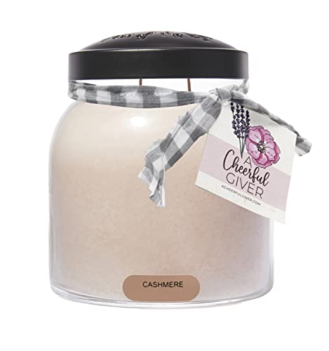 A Cheerful Giver — Cashmere - 34oz Papa Scented Candle Jar with Lid - Keepers of the Light - 155 Hours of Burn Time, Gift Candle, Brown