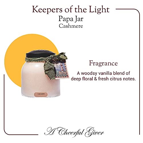 A Cheerful Giver — Cashmere - 34oz Papa Scented Candle Jar with Lid - Keepers of the Light - 155 Hours of Burn Time, Gift Candle, Brown