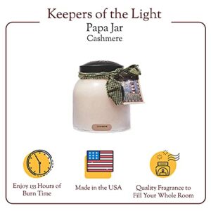 A Cheerful Giver — Cashmere - 34oz Papa Scented Candle Jar with Lid - Keepers of the Light - 155 Hours of Burn Time, Gift Candle, Brown