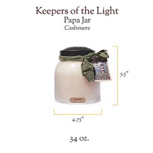 A Cheerful Giver — Cashmere - 34oz Papa Scented Candle Jar with Lid - Keepers of the Light - 155 Hours of Burn Time, Gift Candle, Brown