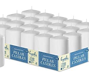 HYOOLA White Pillar Candles 2x3 Inch - 24 Pack Unscented Bulk Pillar Candles - European Made