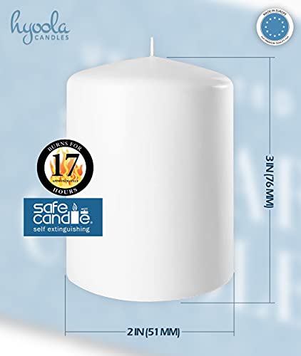 HYOOLA White Pillar Candles 2x3 Inch - 24 Pack Unscented Bulk Pillar Candles - European Made