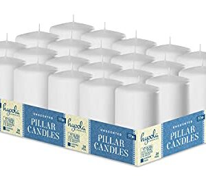 HYOOLA White Pillar Candles 2x3 Inch - 24 Pack Unscented Bulk Pillar Candles - European Made