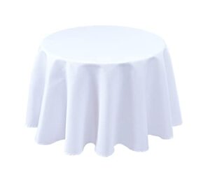 biscaynebay textured fabric round tablecloth 60 inches in diameter, white water resistant tablecloths for dining, kitchen, wedding & parties, etc. machine washable