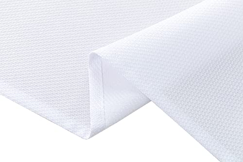 Biscaynebay Textured Fabric Round Tablecloth 60 Inches in Diameter, White Water Resistant Tablecloths for Dining, Kitchen, Wedding & Parties, etc. Machine Washable