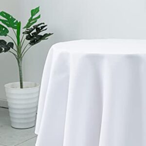 Biscaynebay Textured Fabric Round Tablecloth 60 Inches in Diameter, White Water Resistant Tablecloths for Dining, Kitchen, Wedding & Parties, etc. Machine Washable