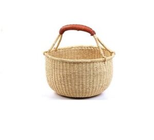 hands craft fair trade ghana bolga african dye-free market basket natural baskets (9″-11″ small)