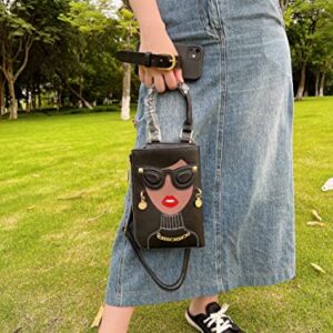 Novelty Personalized Women's 3D Ladies Designer Leather Top Handle Satchel Handbags Tote Purse Crossbody Shoulder Bags (Black)