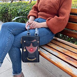 Novelty Personalized Women's 3D Ladies Designer Leather Top Handle Satchel Handbags Tote Purse Crossbody Shoulder Bags (Black)