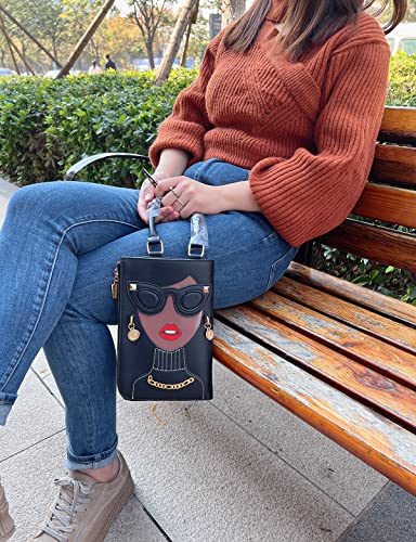 Novelty Personalized Women's 3D Ladies Designer Leather Top Handle Satchel Handbags Tote Purse Crossbody Shoulder Bags (Black)