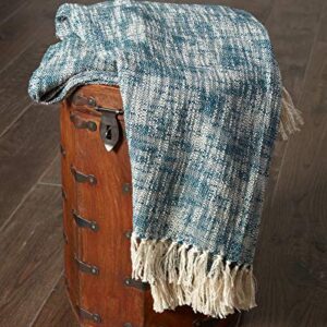 LR Home THROW81186BLU4250 Boho Chambray Throw Blanket, 50" x 60", Blue