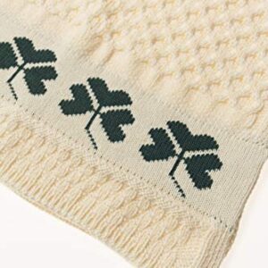 Aran Crafts Shamrock Couch 100% Merino Wool Throw Blanket 50"x60" (SHAM-THR-NAT)