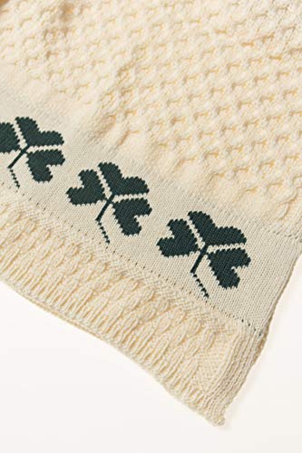 Aran Crafts Shamrock Couch 100% Merino Wool Throw Blanket 50"x60" (SHAM-THR-NAT)