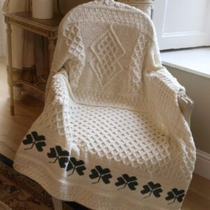 Aran Crafts Shamrock Couch 100% Merino Wool Throw Blanket 50"x60" (SHAM-THR-NAT)