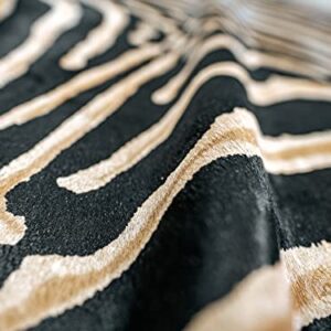 Zebra Wild Print Black On Beige Genuine Cowhide Rug 6 x 7 ft. 180 x 210 cm