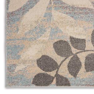 Nourison Tranquil Floral Ivory/Light Blue 4' x 6' Area -Rug, Easy -Cleaning, Non Shedding, Bed Room, Living Room, Dining Room, Kitchen (4x6)