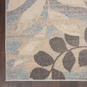 Nourison Tranquil Floral Ivory/Light Blue 4' x 6' Area -Rug, Easy -Cleaning, Non Shedding, Bed Room, Living Room, Dining Room, Kitchen (4x6)