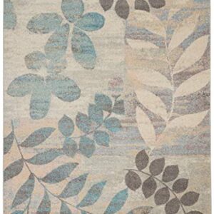 Nourison Tranquil Floral Ivory/Light Blue 4' x 6' Area -Rug, Easy -Cleaning, Non Shedding, Bed Room, Living Room, Dining Room, Kitchen (4x6)