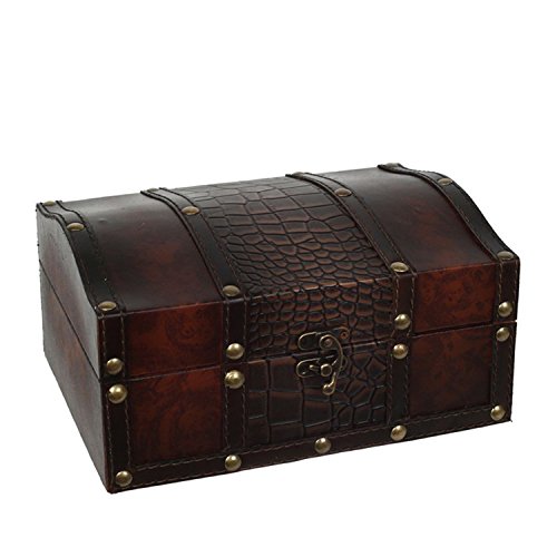 HOSLEY Decorative Wooden Storage Box with Leather Clasp 9 Inch Long. Ideal Gift for Wedding Special Occasion Study Home Den Dorm Spa Aromatherapy Settings Memories O4