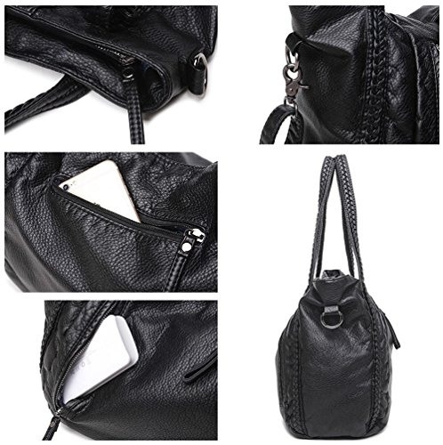 Large Slouchy Tote Bag Purse Soft Leather Hobo Bags for Women Braided Shoulder Bags Ladies Crossbody Bags Oversized Top Handle Handbags (Medium)