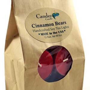 cinnamon bear, scented soy tealights (cinnamon bear, 12 pack)