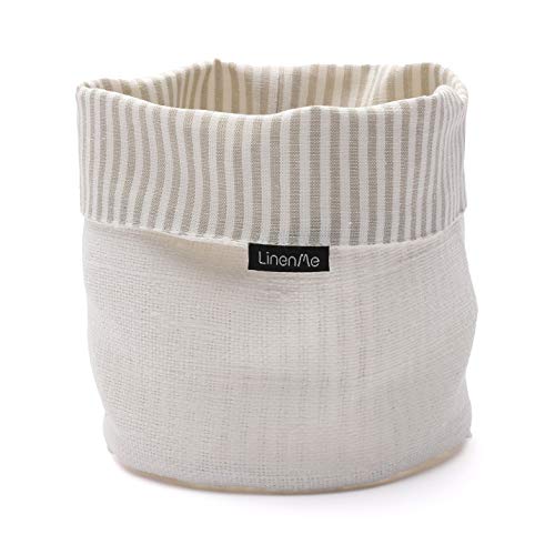 LinenMe, Beige/White Lara Cotton Basket, 6 by 8-Inch, Standard