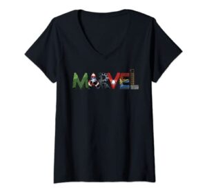 womens marvel avengers character text portrait v-neck t-shirt