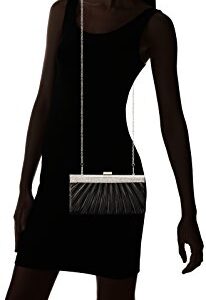 Jessica McClintock womens Jessica Mcclintock Laura Rhinestone Satin Clutch Purse Evening Handbag, Black, One Size US