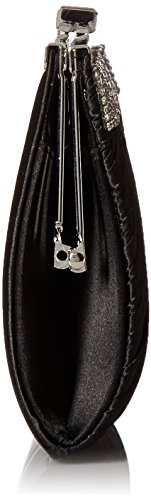 Jessica McClintock womens Jessica Mcclintock Laura Rhinestone Satin Clutch Purse Evening Handbag, Black, One Size US