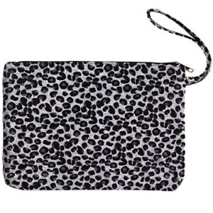 by you Women Faux Fur animal Leopard Print Clutch Pouch Wristlet Purse Bag (Leopard - Grey)