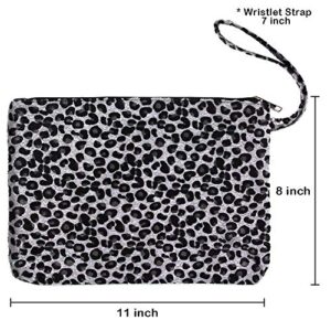 by you Women Faux Fur animal Leopard Print Clutch Pouch Wristlet Purse Bag (Leopard - Grey)