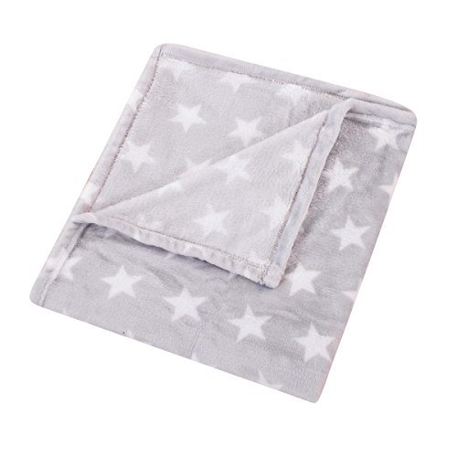 HYSEAS Flannel Fleece Star Throw Blanket Grey - Soft Plush Cozy Fuzzy Microfiber Blanket for Couch, Bed, Chair, Sofa - All Seasons Lightweight - 50x60 Inch