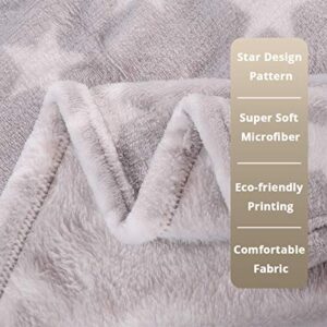 HYSEAS Flannel Fleece Star Throw Blanket Grey - Soft Plush Cozy Fuzzy Microfiber Blanket for Couch, Bed, Chair, Sofa - All Seasons Lightweight - 50x60 Inch