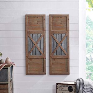 firstime & co. raleigh shutter wall plaque set, 36″h x 12″w, natural, antique silver,70039
