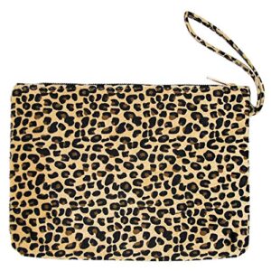 by you Women Faux Fur animal Leopard Print Clutch Pouch Wristlet Purse Bag (Leopard - Beige)