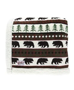 lazyone soft polyester sherpa throw blanket, plaid and animal designs, one size, warm, cozy (bear fair isle)