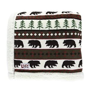 LazyOne Soft Polyester Sherpa Throw Blanket, Plaid and Animal Designs, One Size, Warm, Cozy (Bear Fair Isle)