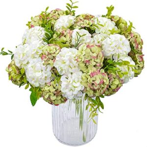4 packs artificial silk hydrangea fake bridal bridesmaid flower bouquet for wedding party home decoration, 10 head, 36cm (green)