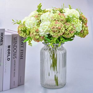 4 Packs Artificial Silk Hydrangea Fake Bridal Bridesmaid Flower Bouquet for Wedding Party Home Decoration, 10 Head, 36cm (Green)