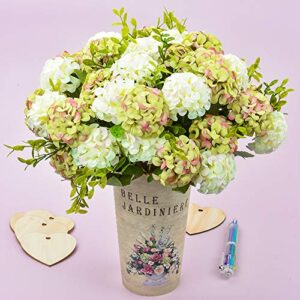 4 Packs Artificial Silk Hydrangea Fake Bridal Bridesmaid Flower Bouquet for Wedding Party Home Decoration, 10 Head, 36cm (Green)