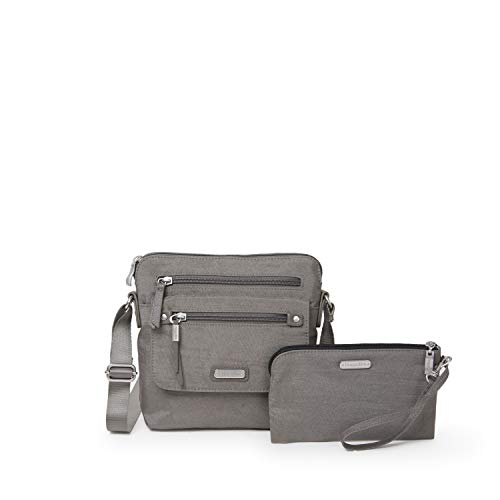 Baggallini Womens Escape Crossbody With RFID Phone Wristlet, Sterling Shimmer