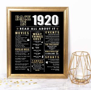 katie doodle 1920s great gatsby roaring 20s party decorations supplies decor centerpiece | includes back in 1920 sign [unframed], black and gold