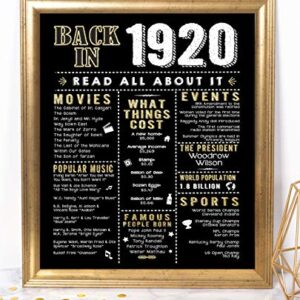 Katie Doodle 1920s Great Gatsby Roaring 20s Party Decorations Supplies Decor Centerpiece | Includes Back in 1920 Sign [Unframed], Black and Gold