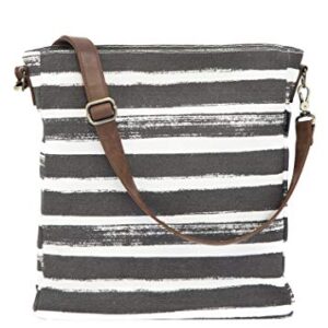 Maika Recycled Canvas City Sling Crossbody Bag, Stripes Charcoal, Grey