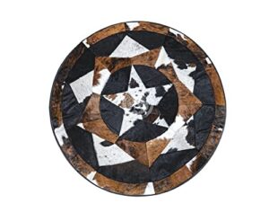 genuine round cowhide rug rodeo star patchwork 60″ area rug