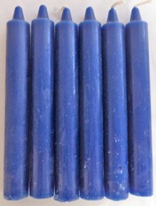 set of 6 blue 6″ tapers