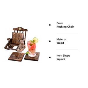 Divit Wooden Coasters for Drinks, Eco-Friendly, Absorbent, Antique Look Handcrafted Coasters (Rocking Chair)