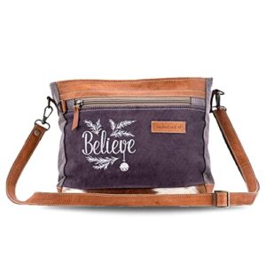 sixtease womens shoulder bag vintage style shoulder bags for women – made with genuine leather, upcycled canvas, or hair on – handmade, adjustable strap, brass and zinc hardware – believe