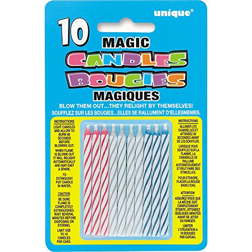 Unique Striped Magic Relighting 2.5" | Assorted Colors | 10 Pcs, 2.25" Length, Trick Candles